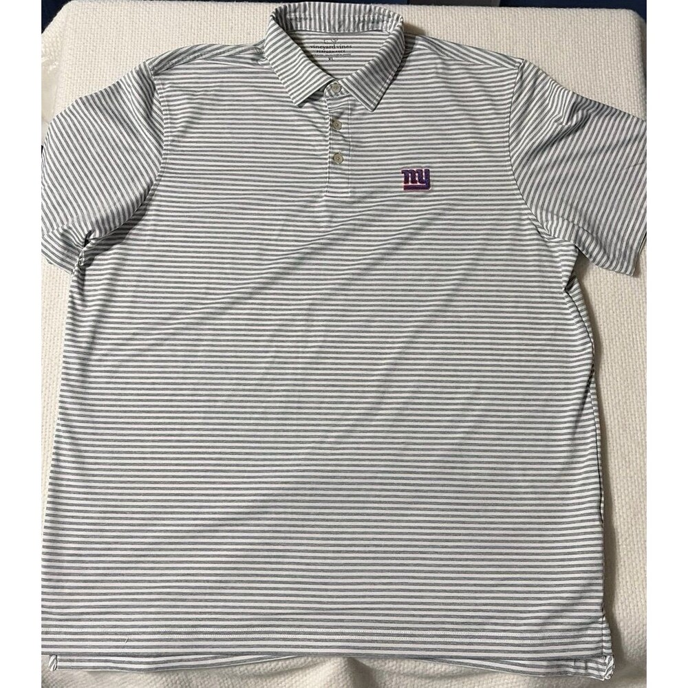 Vineyard Vines New York Giants Performance Golf Polo Shirt Men's XL Grey Striped